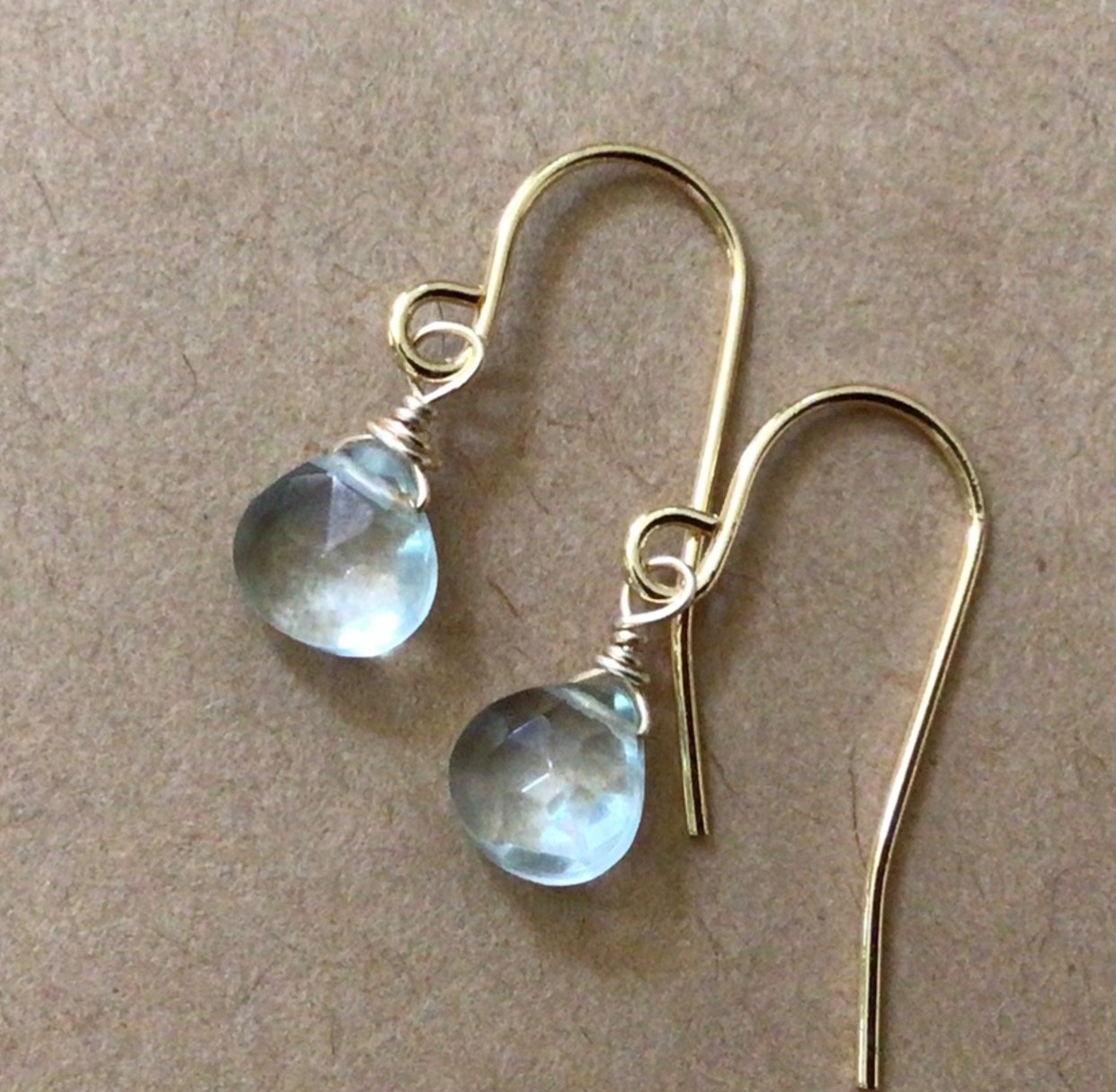 SUNDANCE CHARM AQUAMARINE EARRINGS HANDCRAFTED GOLD PLATED ARTISAN HANDMADE