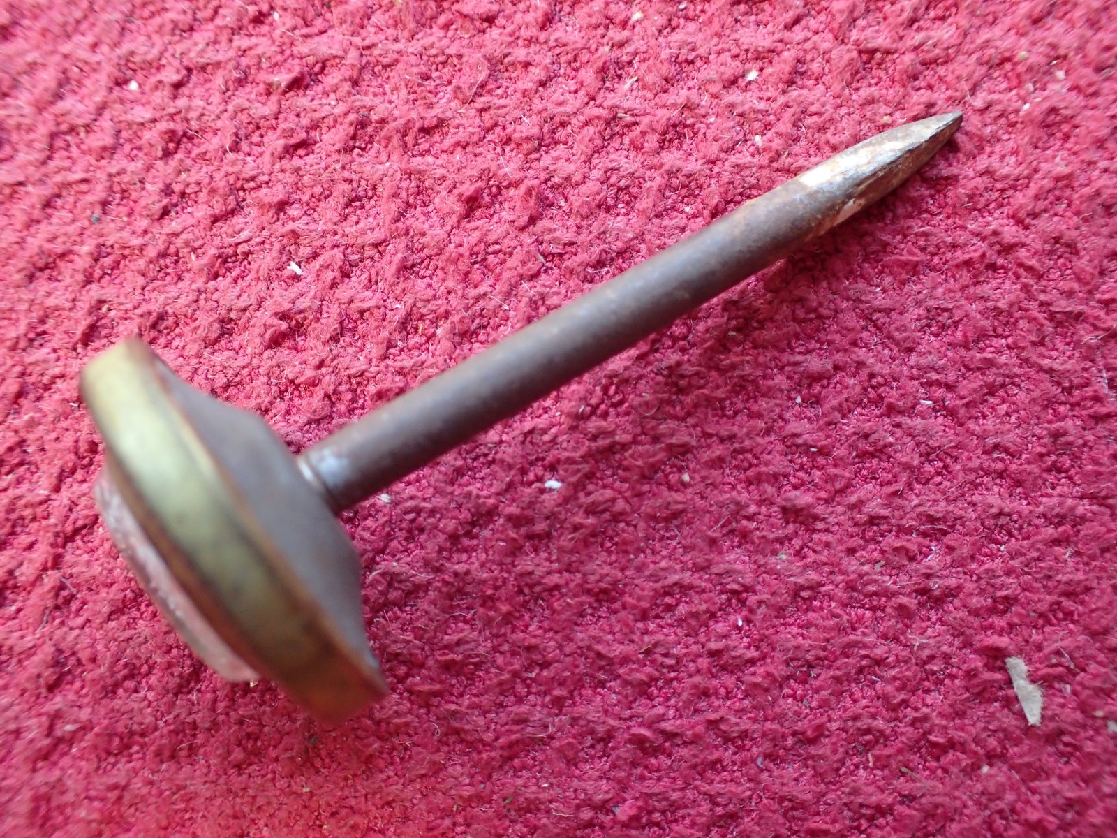 Antique Victorian Five (5) Sulfide Glass Brass Picture Hanging Nails