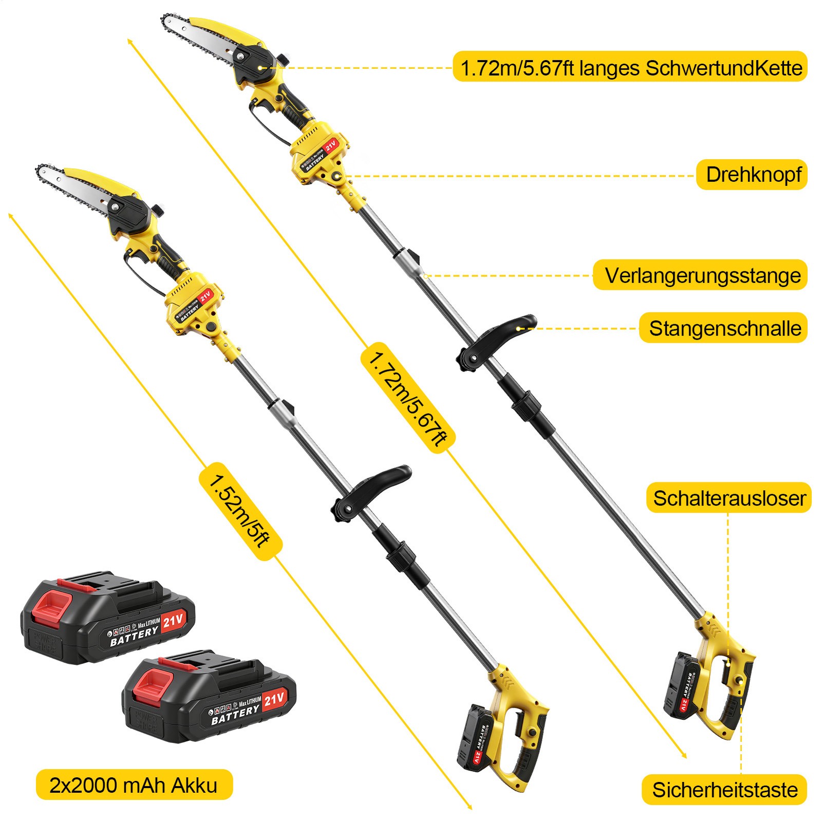 Telescoping High Pole Chainsaw Pruning Electric Pruner Garden Tree Branch Saw
