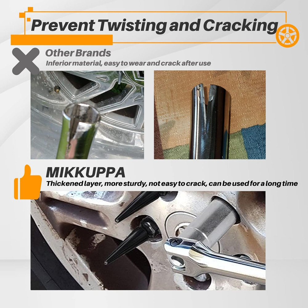 Spike Lug Nuts Socket Key - Solid Socket with 19Mm Hex, Universal Spiked Lug Nut