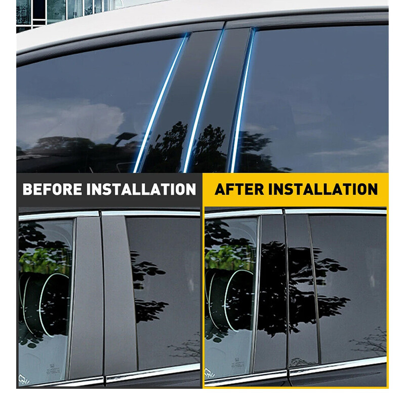 For Cadillac Escalade 2008-2014 Black B Pillar Posts Door Window Trim Cover Kit