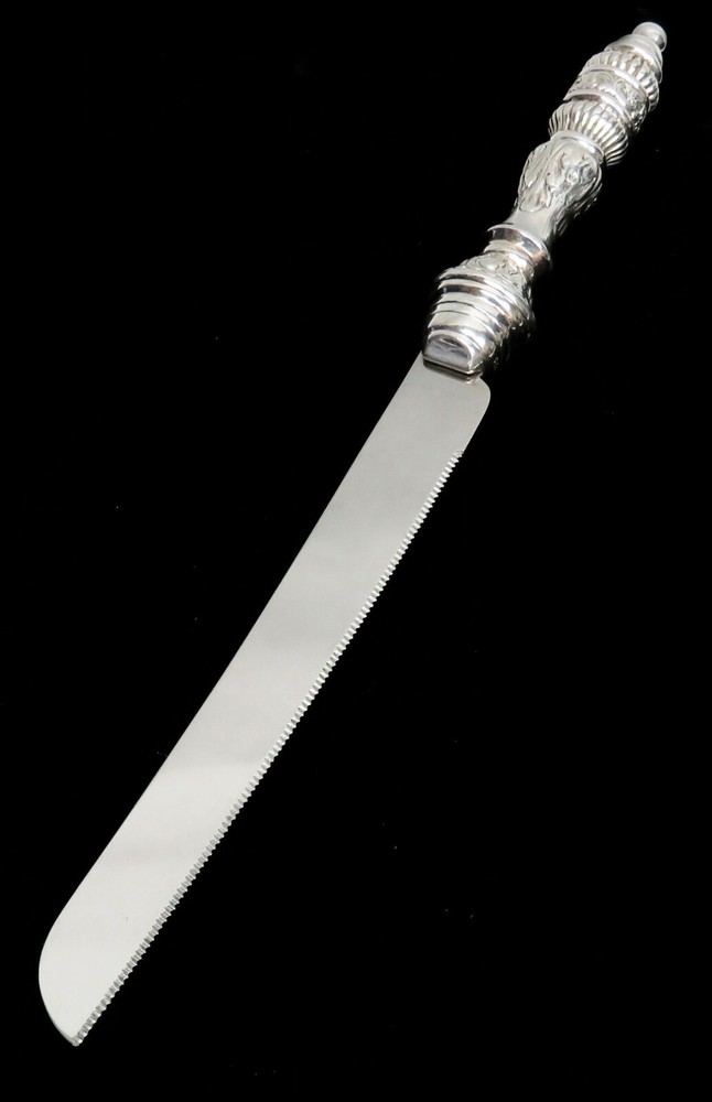 OUTSTANDING STERLING SILVER HANDLE 13 1/2" CAKE KNIFE