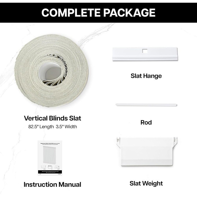 Vertical Blind Replacement Slats Durable Fabric Easy Trim Installation Privacy