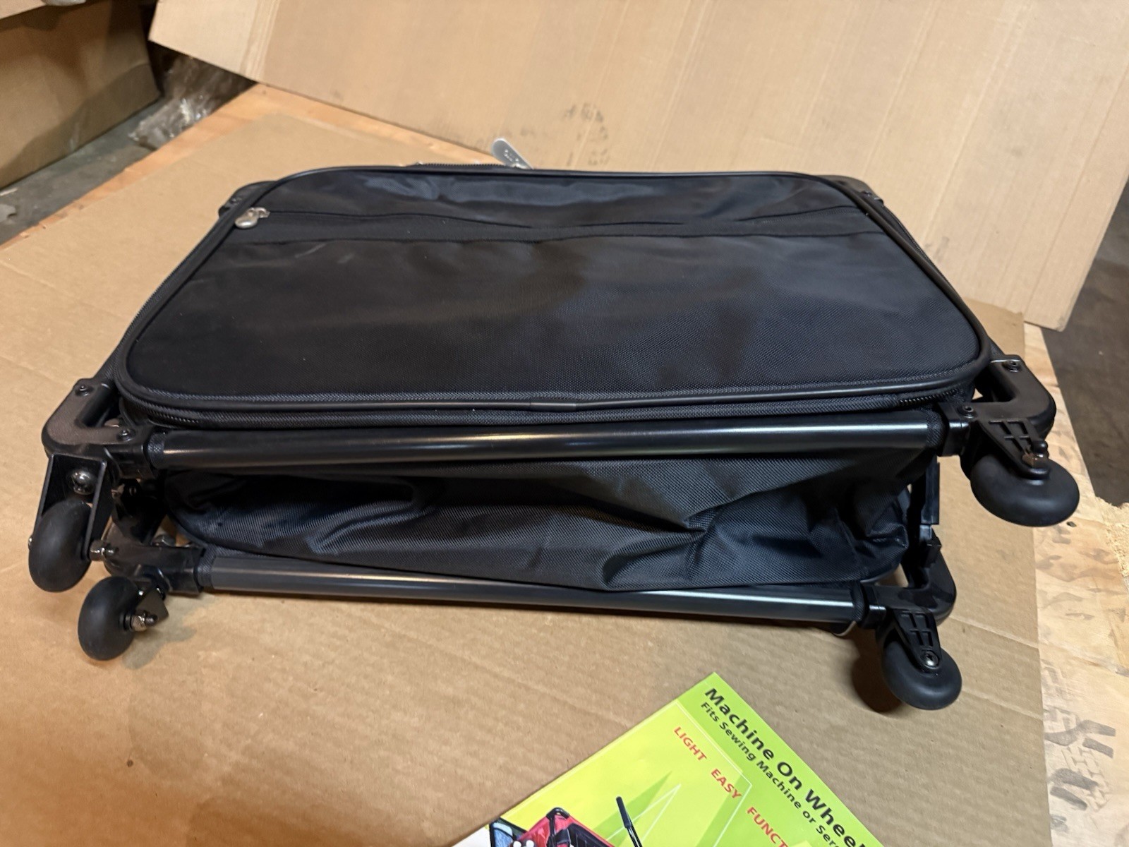 TUTTO Collapsible Black Sewing Machine Case On Wheels w/ Handle 20 x 17 x 10