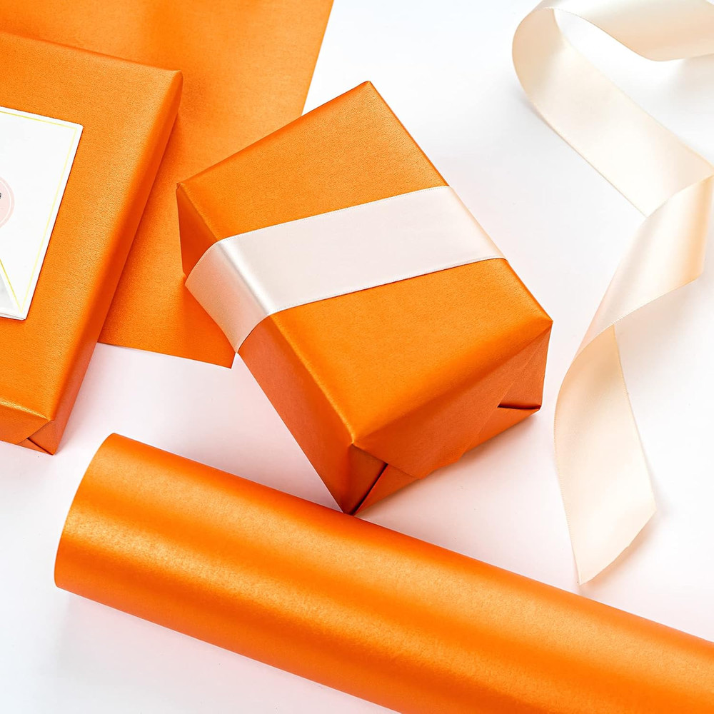 RUSPEPA Orange Matte Wrapping Paper - Solid Color 17 x 32.8',