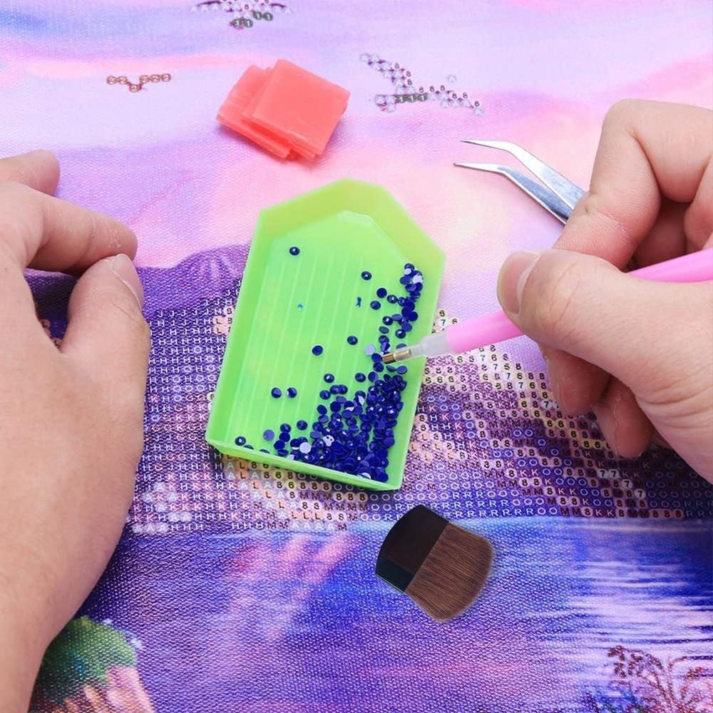 2Pcs Diamond Painting Cleaning Tools Set, Flat Brushes, and Black