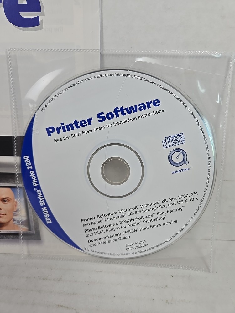 Epson Stylus Photo 2200 Printer Software CD Disc & Quick Start Guide (2002)