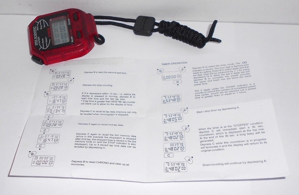 Sper Scientific 8-Memory Count Up/Down Timer Stopwatch 810029R