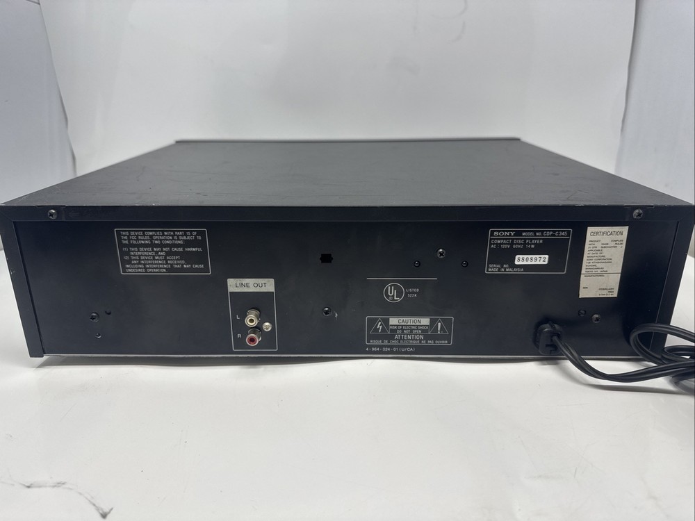 Sony Compact Disc Player CDP-C345 5 DISC CD Changer Tested Working NO REMOTE!
