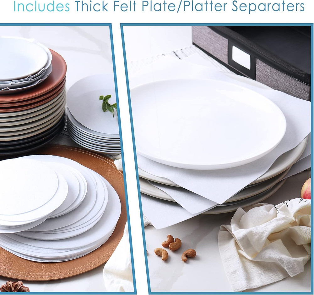 Fine China Storage Containers, 6 Piece Dish Storage Containers, Stackable Plate