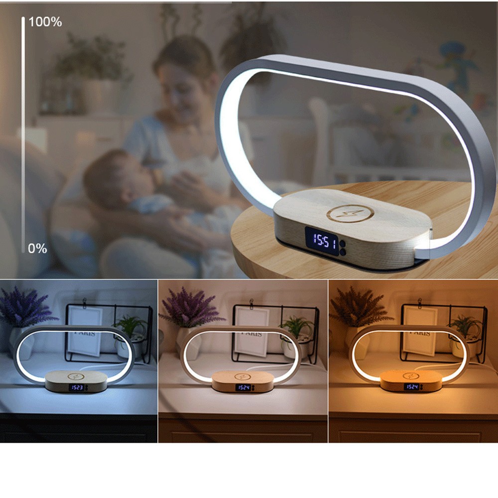 Rechargeable Bedside Lamp with Clock Touch Dimmable, 3 Color Temperatures NEW