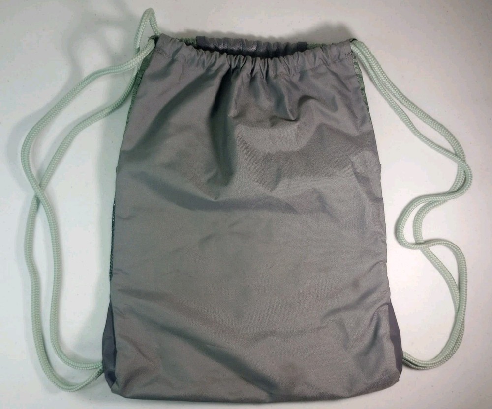 Adidas Gym Bag Backpack Gray & Mint BookBag Work Out Draw String Pockets