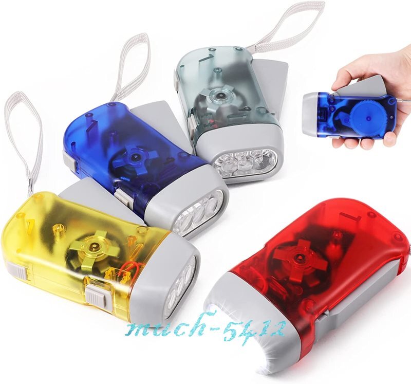 Hand Crank Pressing Dynamo Portable LED Camping Flashlight Manual Torch Light