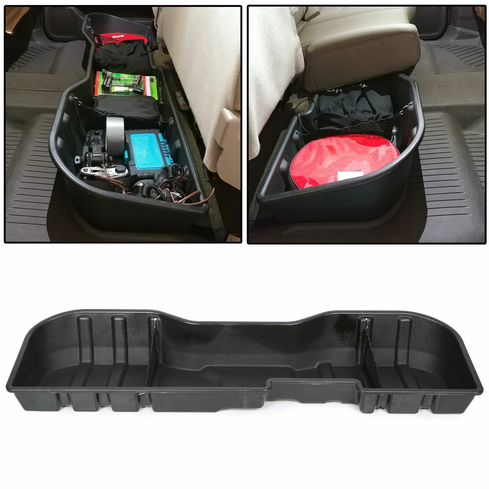Underseat Storage Box For 07-18 Chevy Silverado Sierra 1500 2500 3500 Crew Cab