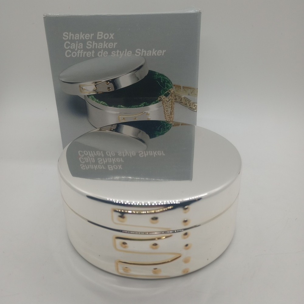 Silver plate jewelry box Shaker Box 4 In Wm.A Rogers Oneida Silver Plate 1998