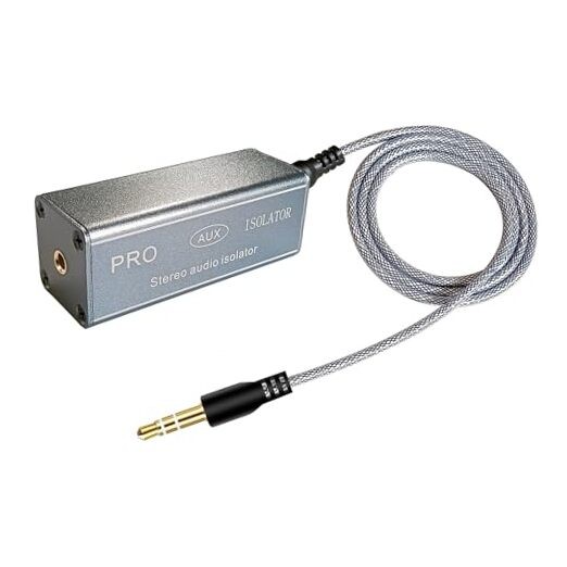 3.5mm Noise Filter Pro Hum Eliminator Ground Loop Isolator (No Silver-Gray