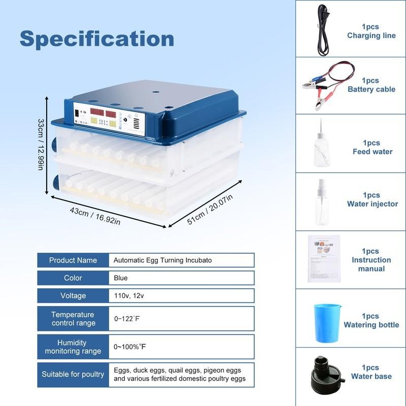 Automatic 120 Eggs Incubator Temperature Control Digital Chicken Egg Hatcher New
