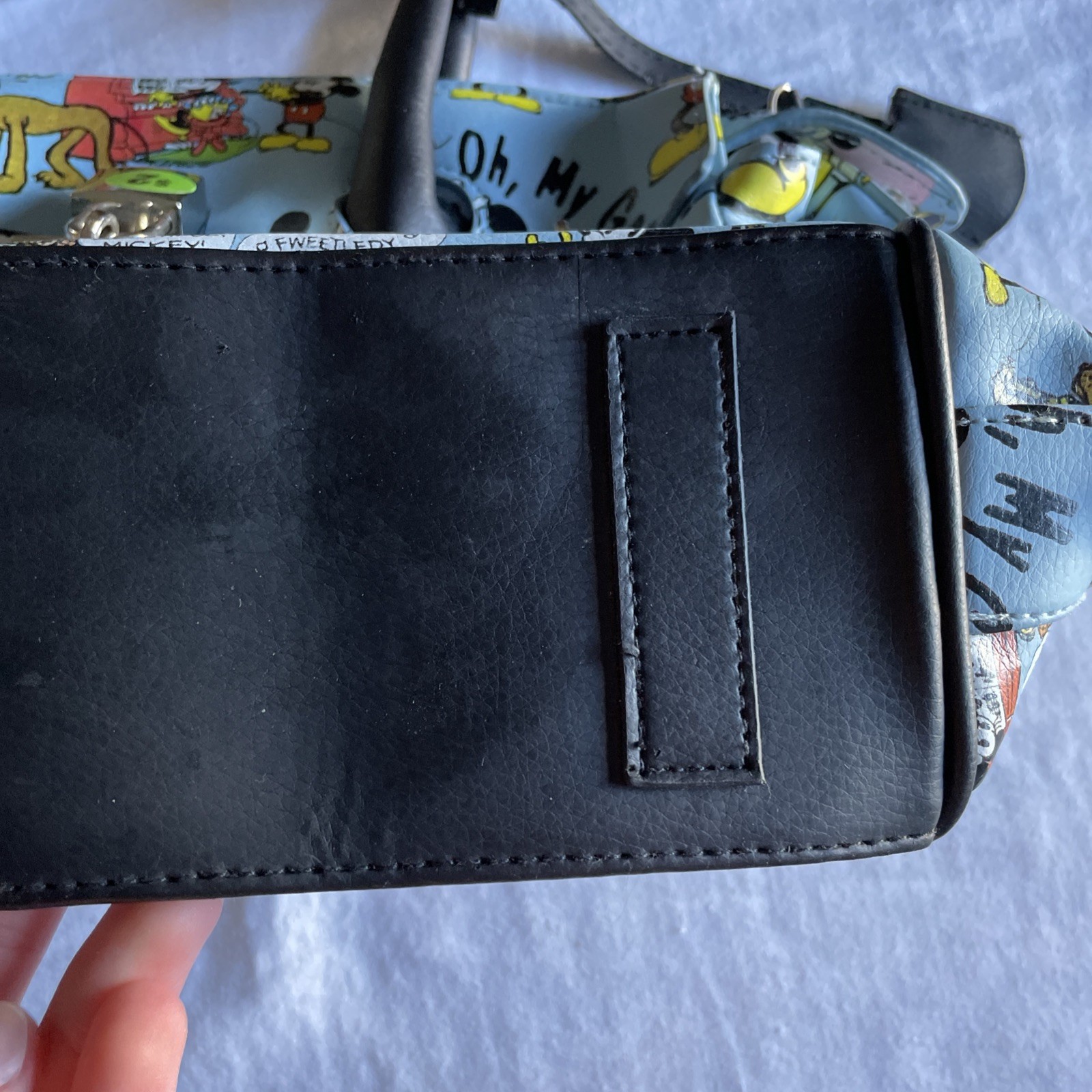 Disney Minnie & Mickey Mouse Lock & Key Satchel Purse Handbag Cartoon Comic Blue