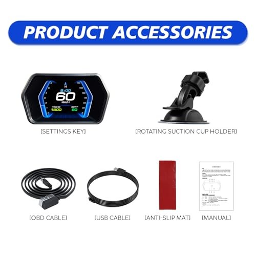 Car HUD Display, LCD Instrument Panel Speedometer with Overspeed Warning, BD-3