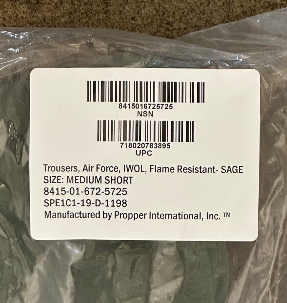 NOS Massif Elements CWAS Pants, US Air Force, Medium/Short, U-79