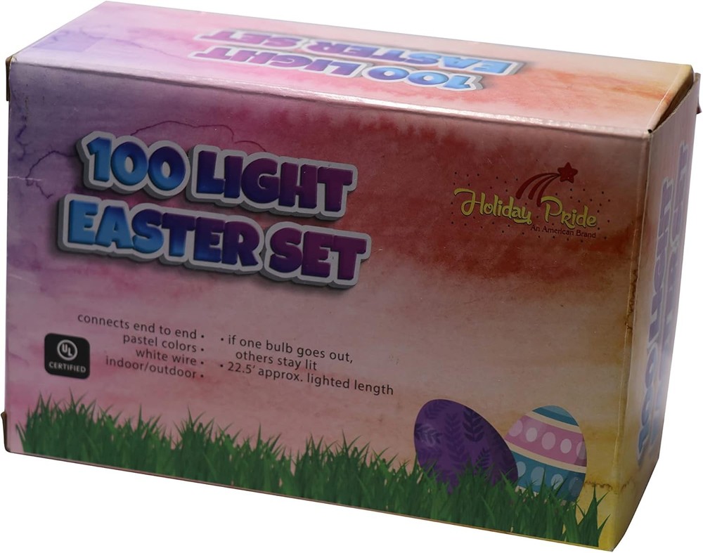 Holiday Pride Easter String Lights - 100 Count Mini Easter Lights String on Whit