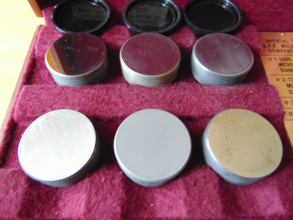 S.P.I. SPE Mold finish ground surface comparison samples profilimeter testing