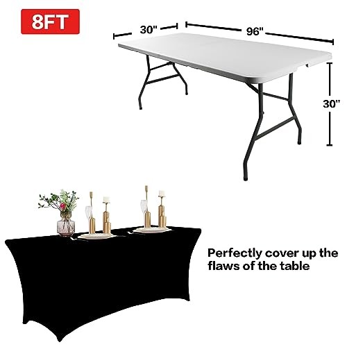 2 Pack 8FT Table Cloth for Rectangular Fitted Events 8 Ft - 2 Pcs Black