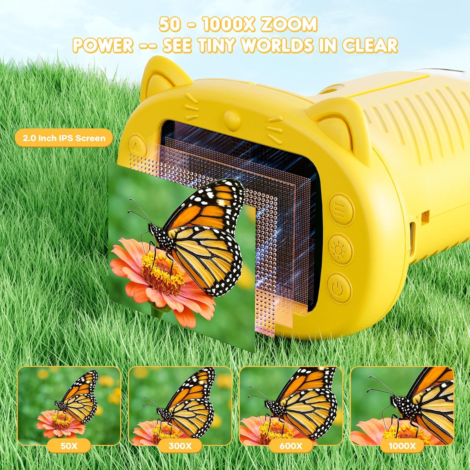 1000X Handheld Digital Microscope for Kids : Wonderquest Microscope with 2.0" IP