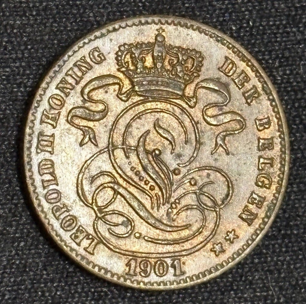 1901 Belgium 1 Centime, Mint, Some Red Luster!