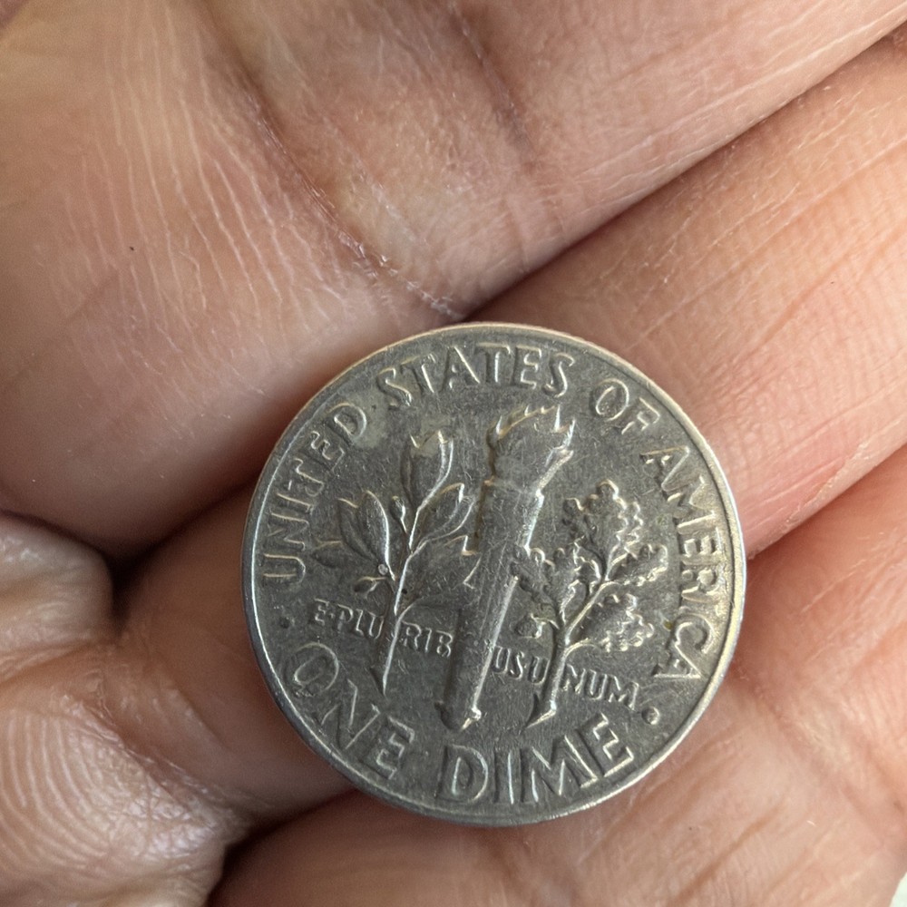1965 Dime No Mint Mark "W" touching on reverse, “CA” touching On Back