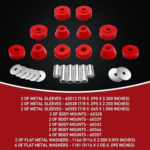 Chevy C10 Body Mount Kit Compatible With 67-72 - Red (7-101)