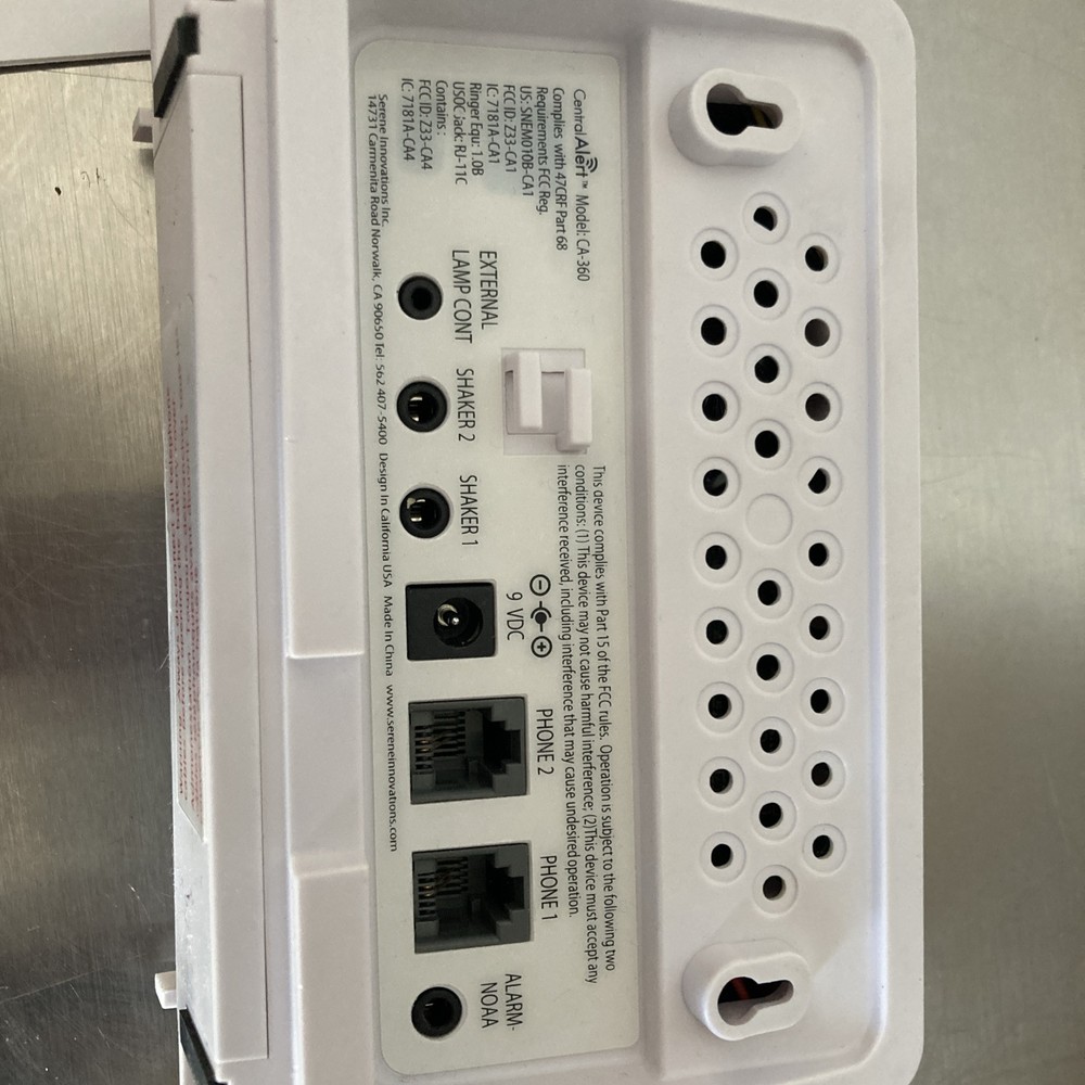 Serene Central Alert Home Alert System Alarm Clock Only TESTED EUC