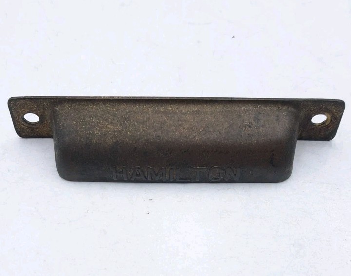 Antique Bin Pull Drawer Printers Cabinet Hamilton Handle Vintage Brass Hardware