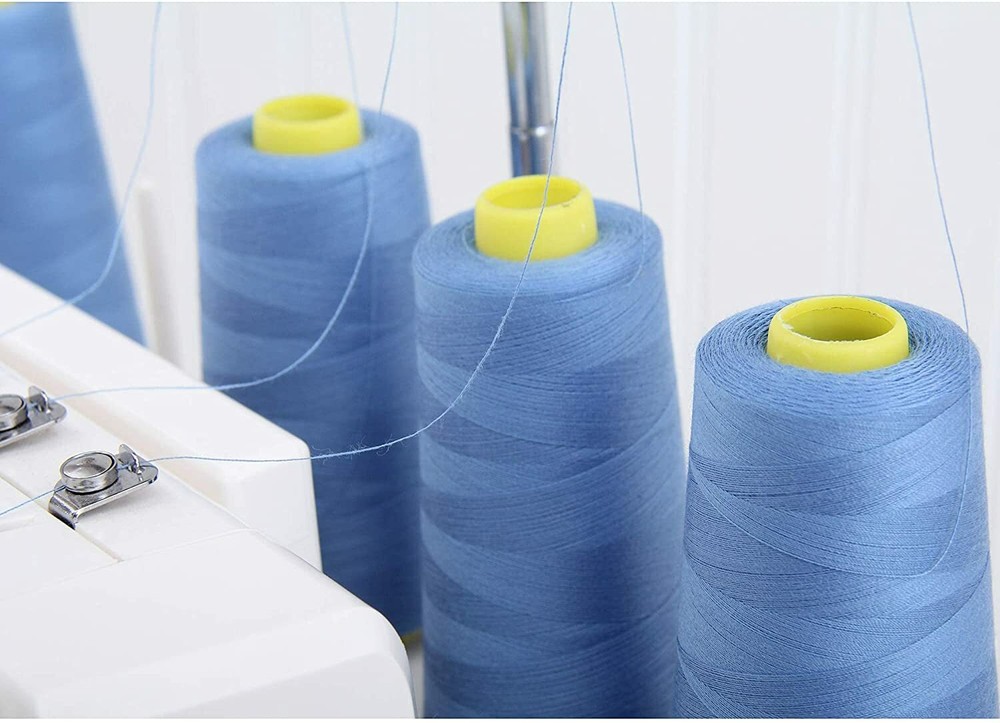4 BIG CONES GREY SERGER SEWING THREAD 2750 YD TEX 27 40S/2- THREADART