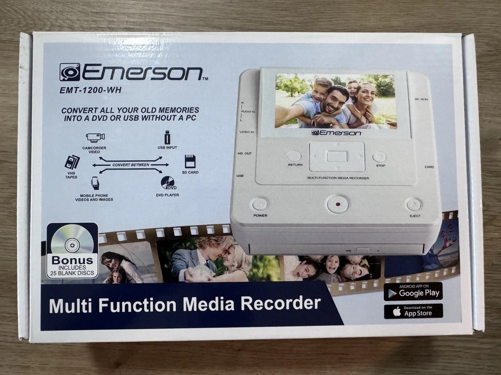Emerson EMT-1200-Multi Function Media Recorder with LCD Screen - White - New !!!