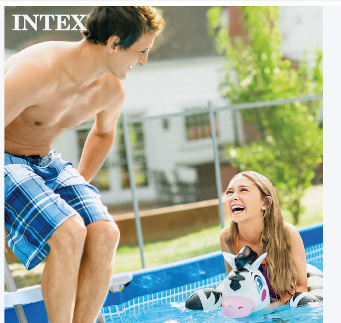 Intex 86in x 23in Rectangular Frame Above Ground Outdoor Splash Swimming Pool