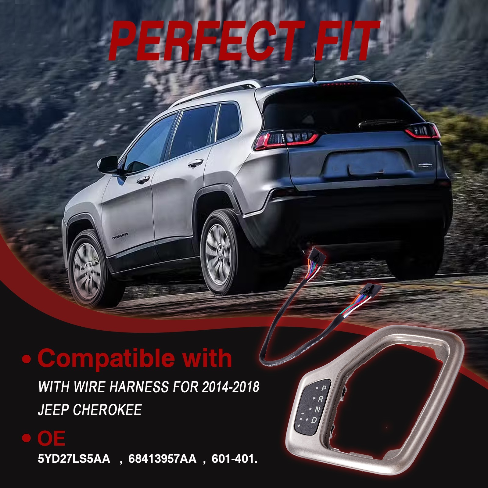 Transmission Shifter Bezel Factory with Wire Harness for 014-2018 Jeep Cherokee