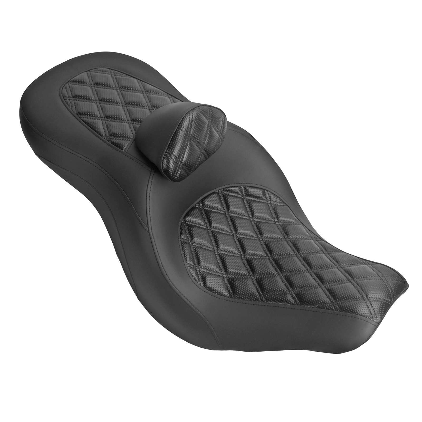 Diamond Driver Passenger Seat w/ Backrest For Harley Low Rider FXLRS 2018-2025