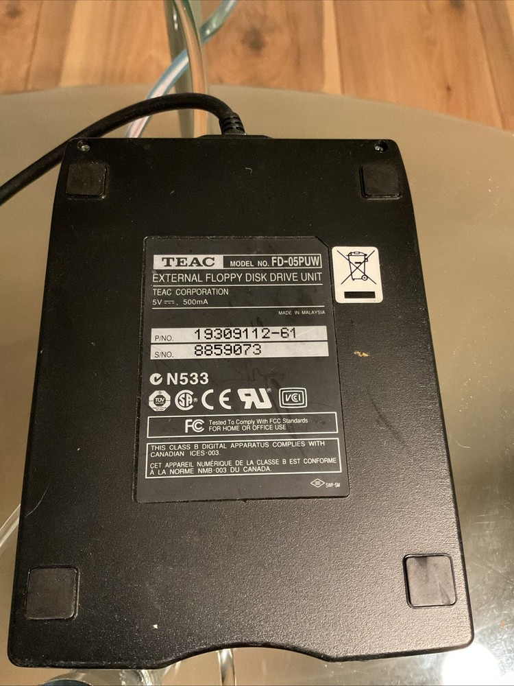 TEAC Corp Portable External USB Floppy Disk Drive Unit FD-05PUW not Tested