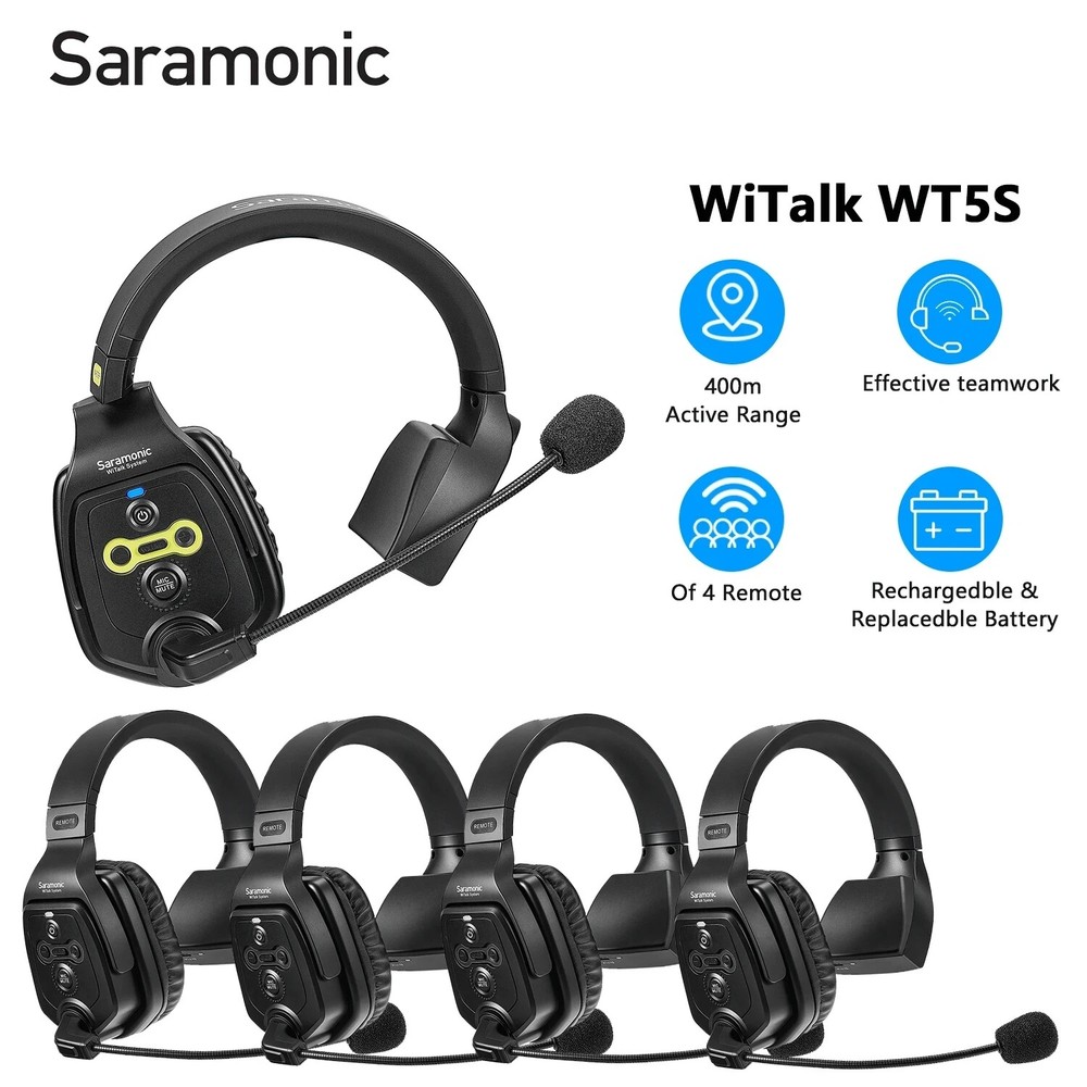 Saramonic WiTalk WT5S 5-Person Full-Duplex Wireless Intercom Headset System 400m