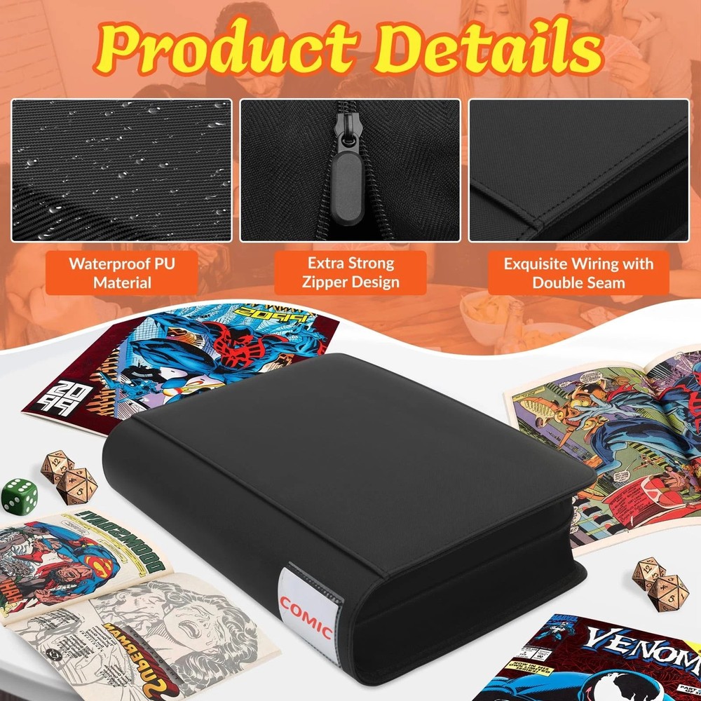 Comic Book Binder - 40 Pocket Storage Album for Regular & Silver Age Comics