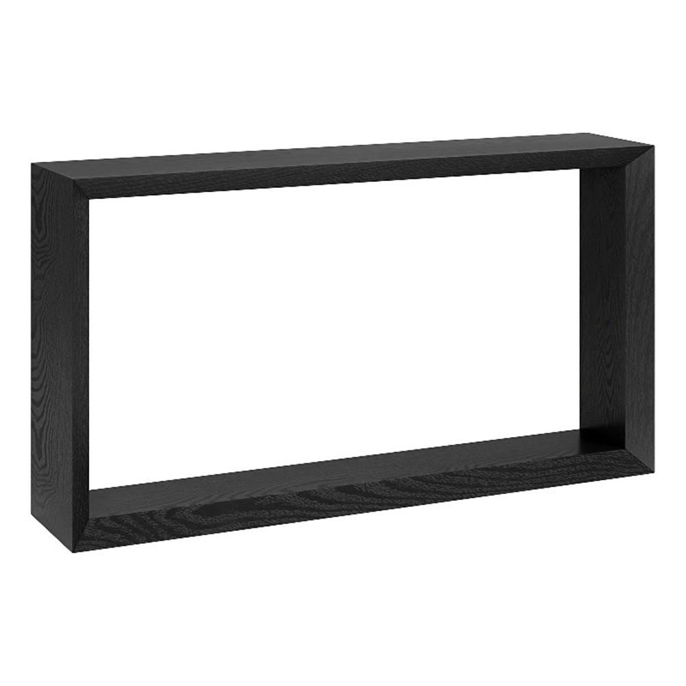 Pemberly Row Modern Farmhouse 55" Black Grain MDF Console Table