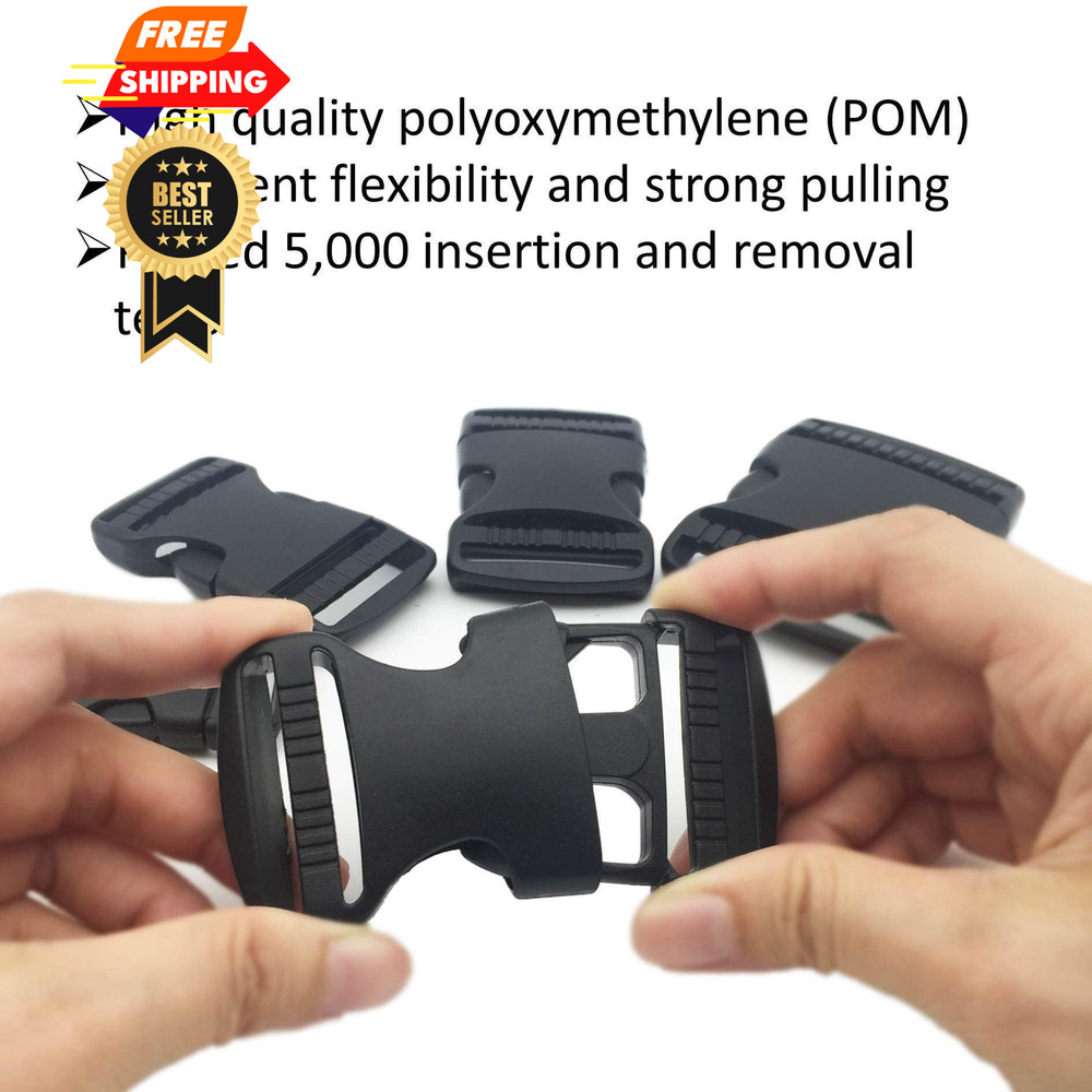 EesTeck 2 Set 1.5 Inch Flat Dual Adjustable Plastic Quick 1.5"-2 Pack, Black