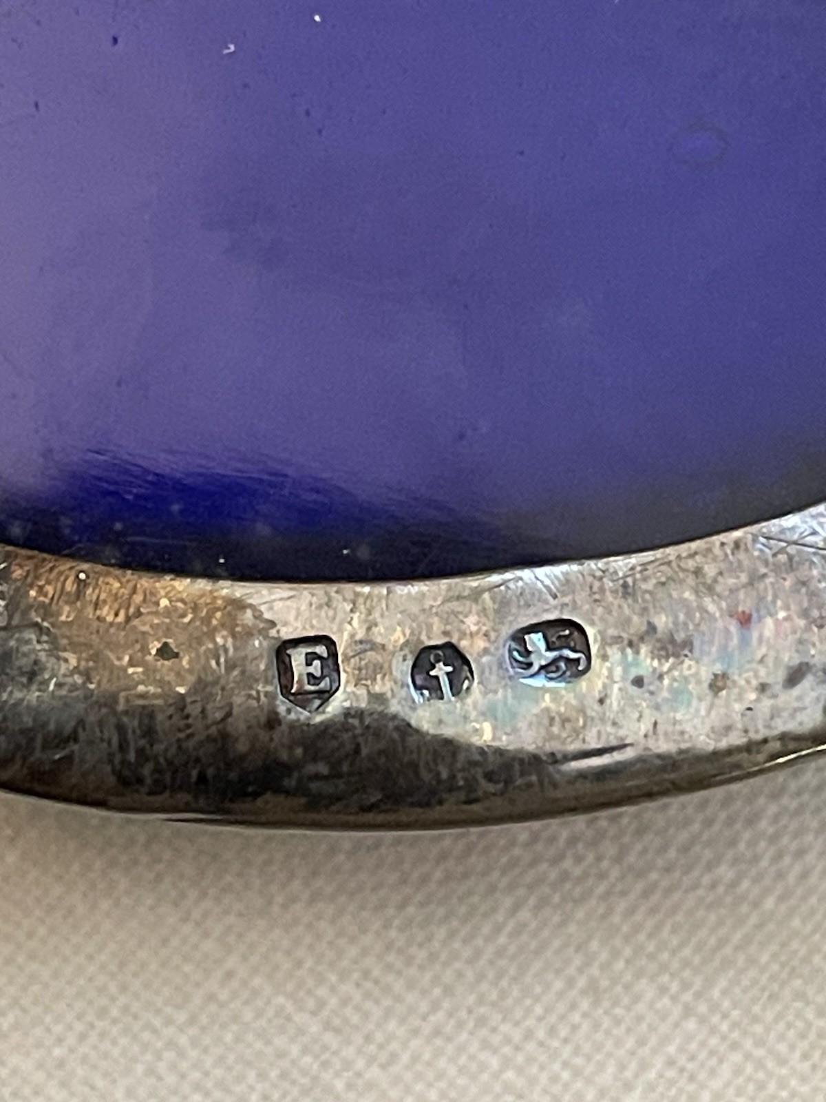 4 Victorian Sterling Silver Colbalt Salt Cellars with spoons (2 Stlg) 156g .925