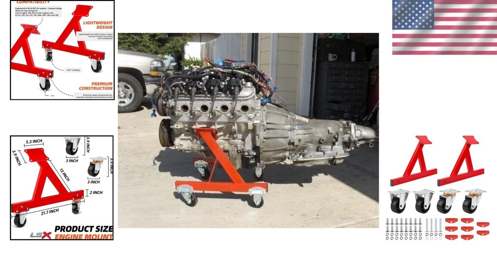 Steel Rolling Engine Cradle Stand for V8 LS Models