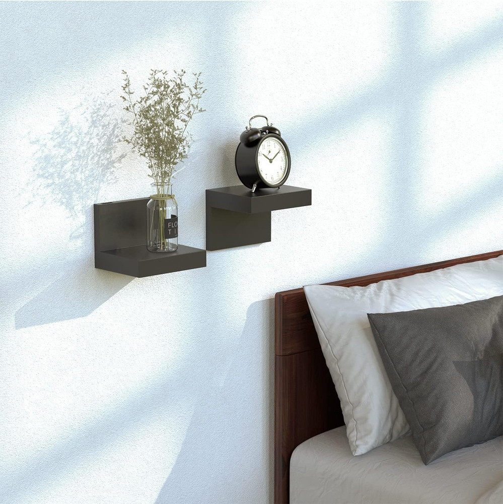 3-Pack Small Floating Shelves for Wall, Plastic Black Shelf 4 Inch Display Ledge