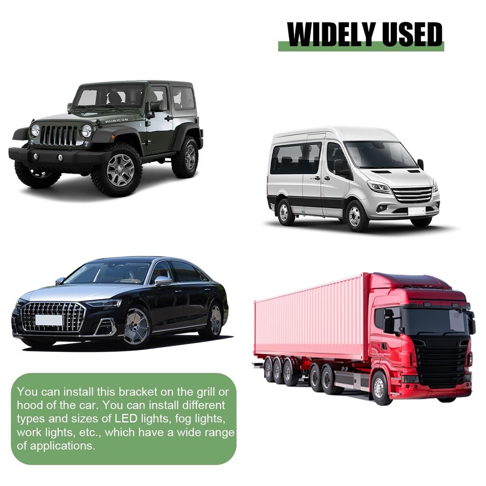 Osilly Car LED Light Bar Mounting Bracket, 2PCS Adjustable Black/Silver