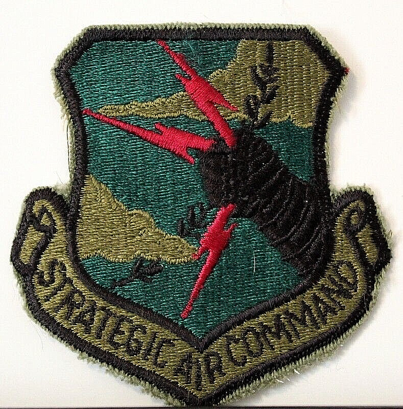 US Air Force Strategic Air Command SAC Crest Badge Patch Subdued Obsolete V1