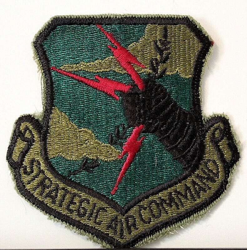 US Air Force Strategic Air Command SAC Crest Badge Patch Subdued Obsolete V1