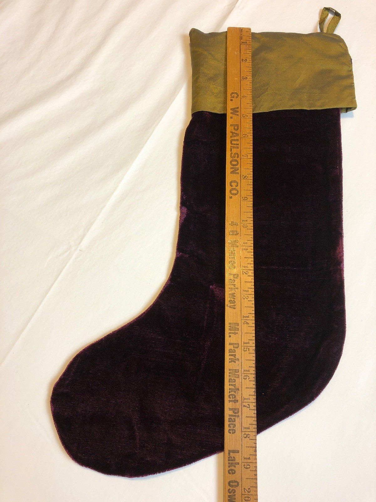 2 Christmas Stockings Wine Lover Wine Velvet Olive Green W Grapes Cannon Falls